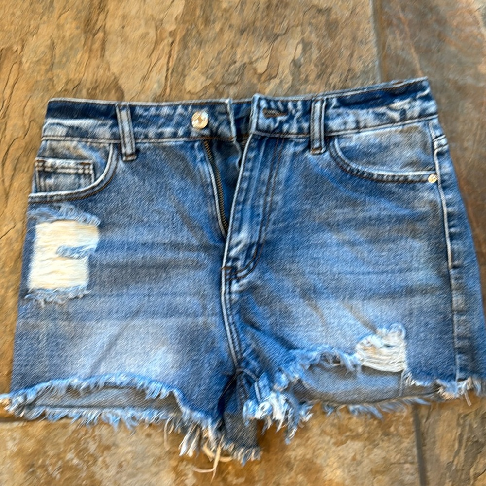 Denim distressed shorts